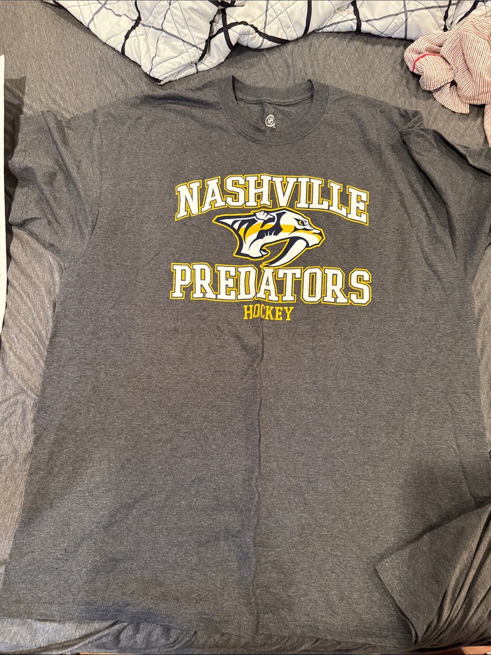 NHL Nashville Predators Gray and Yellow Short Sleeve Tee